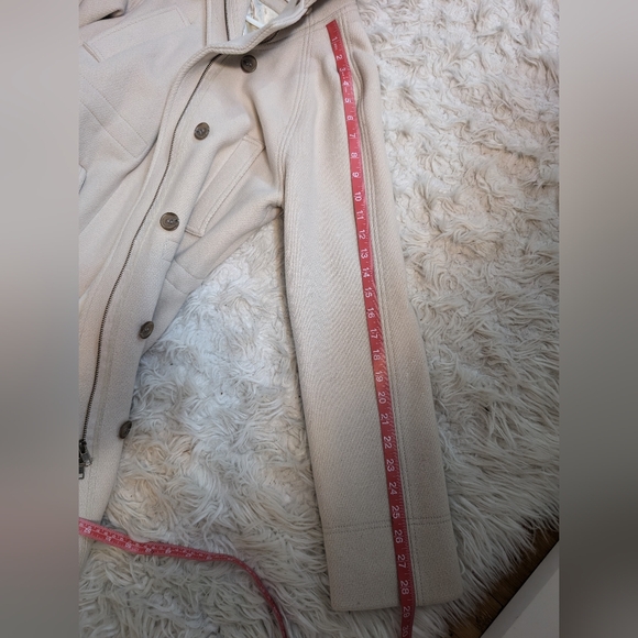 J.Crew Stadium Cloth Italian Wool cream hooded Coat Women's 10 by Nello Gori - Picture 13 of 13